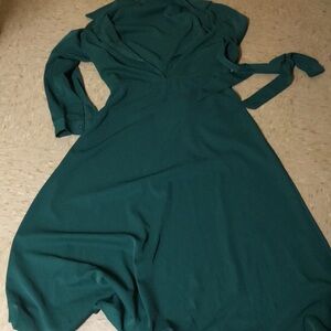 Elegant Teal Long Sleeve Dress